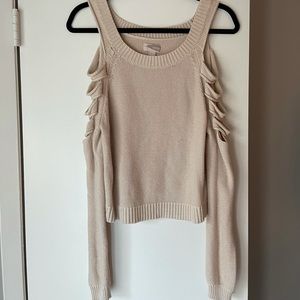 Cream Sweater with Shoulder and Arm Cutouts